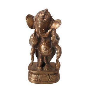 Vintage Bronze Lord Ganesha Statue Hindu Figure Idol Home Office Decor